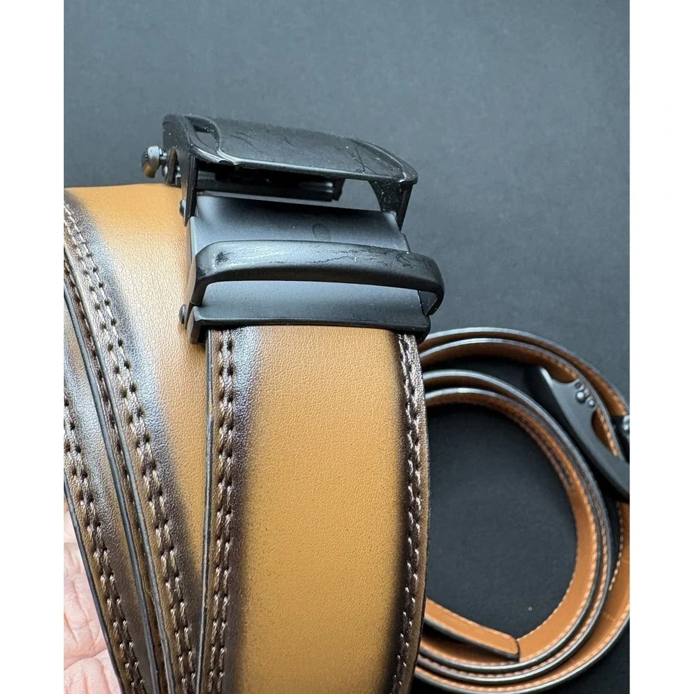 Kemisant Adjustable Rachet Belt Trim To Size Up To 52 Lot Of 2 Belts Gray Brown